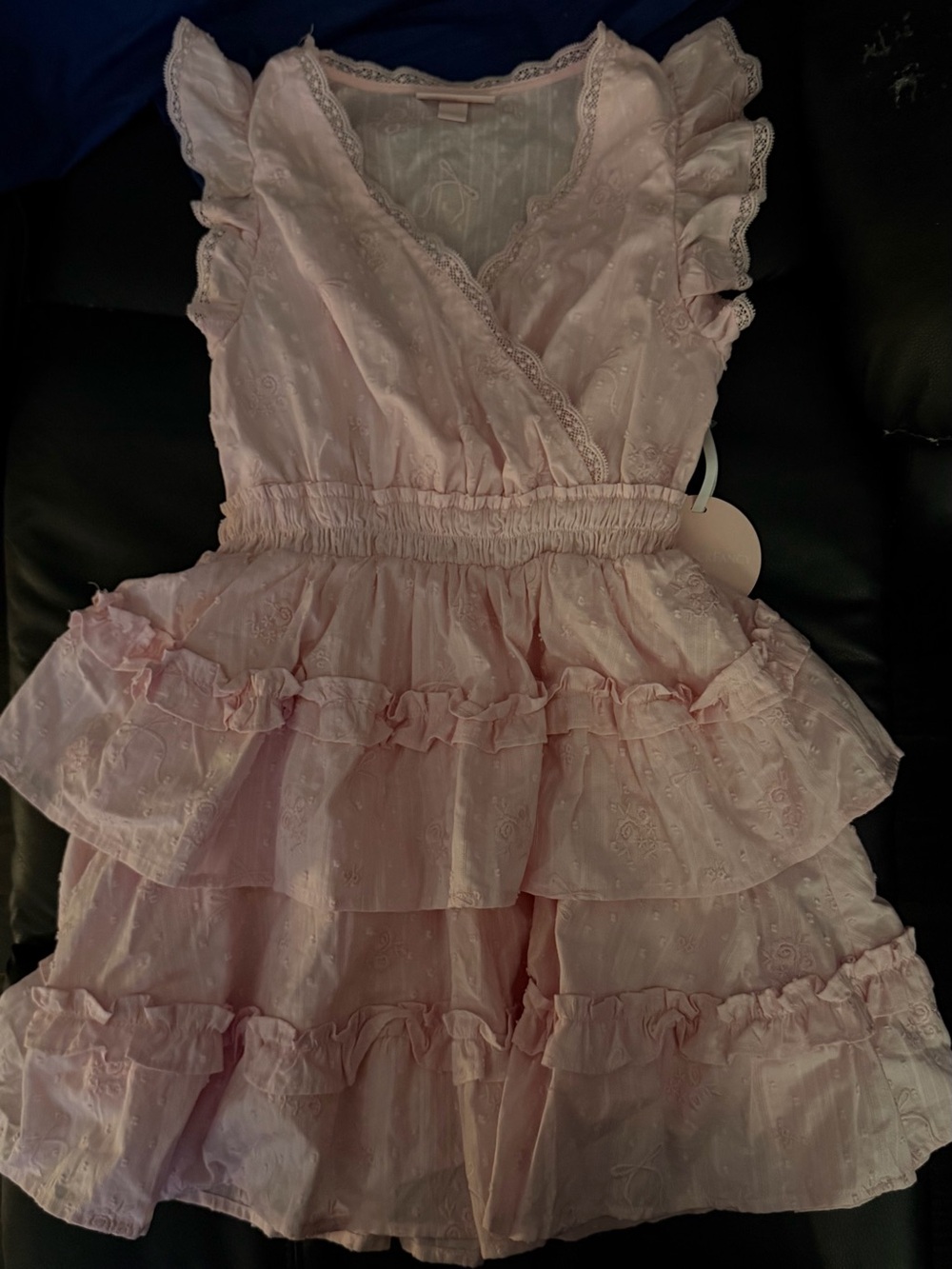 LoveShackFancy Light Pink Ruffle Tiered Dress for Girls